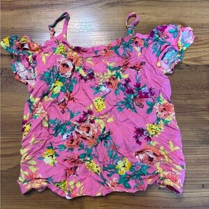 Place Pink Floral Cold-Shoulder Camisole